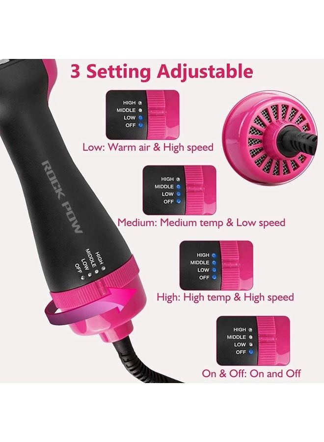 Hot Air Brush Styler and Dryer with Negative Ionic for Straightening, Curling Black/Pink - Image 4