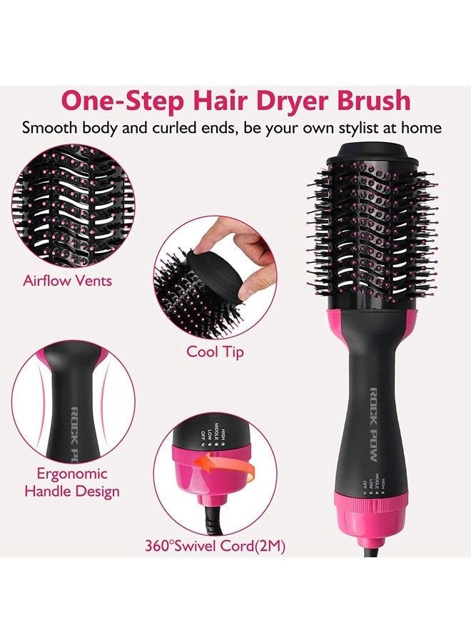 Hot Air Brush Styler and Dryer with Negative Ionic for Straightening, Curling Black/Pink - Image 3