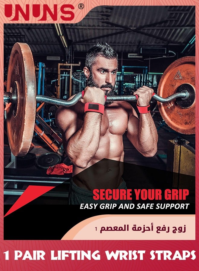 UNUNS Lifting Wrist Straps,1 Pair Elastic Sports Hand Wrist Support,Extra Long Non-Slip Lifting Straps With Neoprene Padding For Men Women,Weightlifting Powerlifting Strength Training - Image 4