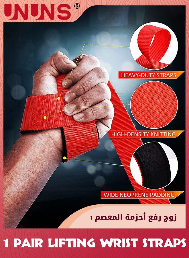 UNUNS Lifting Wrist Straps,1 Pair Elastic Sports Hand Wrist Support,Extra Long Non-Slip Lifting Straps With Neoprene Padding For Men Women,Weightlifting Powerlifting Strength Training - Image 2