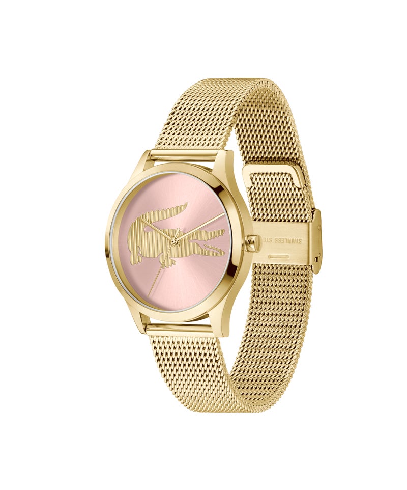 LACOSTE Round Analog Women'S Ionic Plated Thin Gold Steel Case  Watch - Image 1