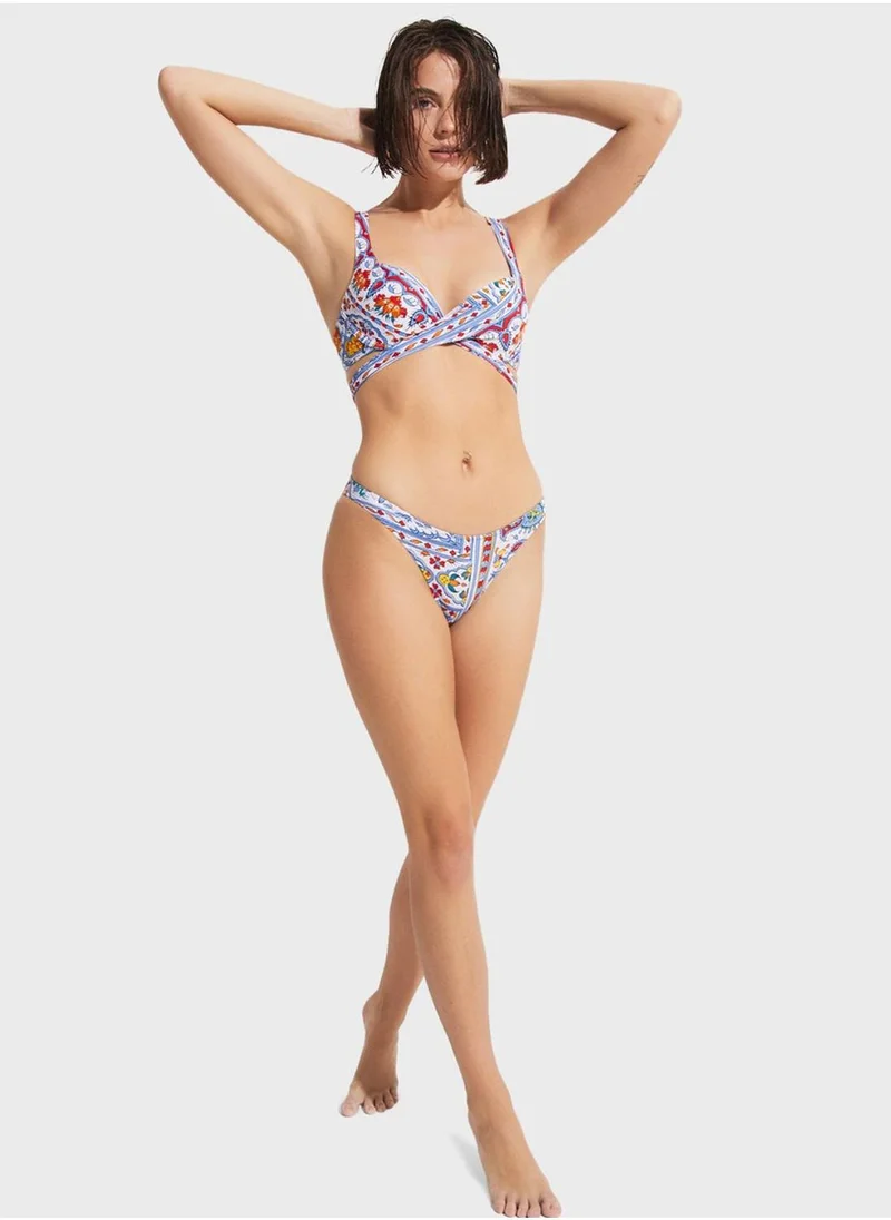 JUNE Printed Bikini Top & Bottom Set