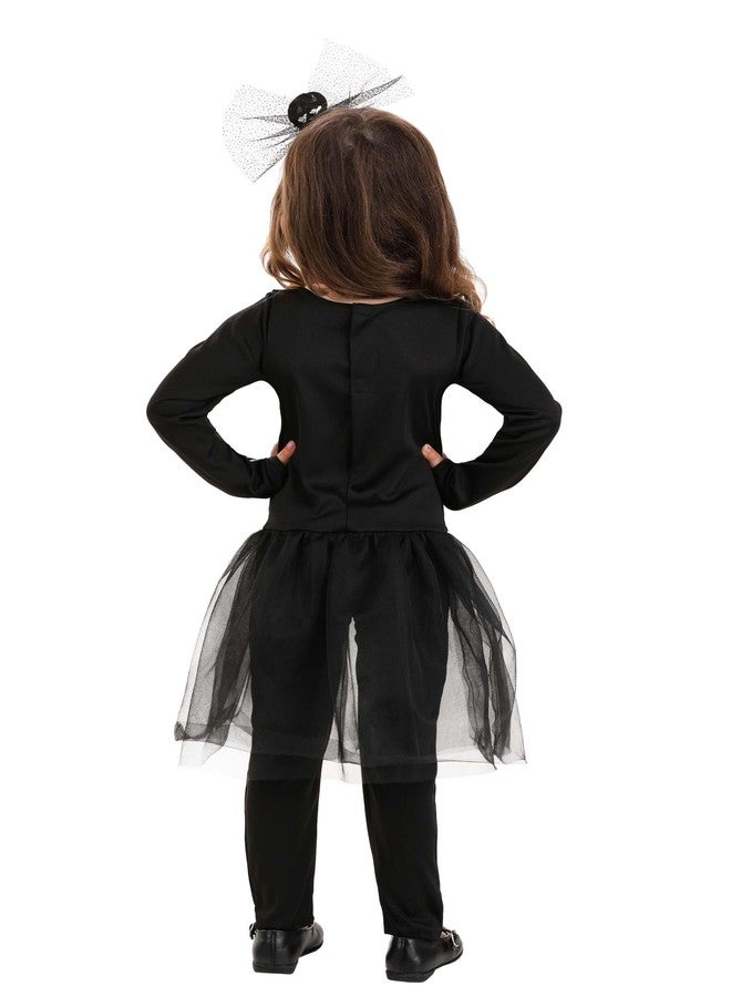 Fun Costumes Toddler Lil Miss Skeleton Costume, Black and White Bones Outfit, Halloween Tulle Skirt and Bow - 2T/4T - Black - Image 4