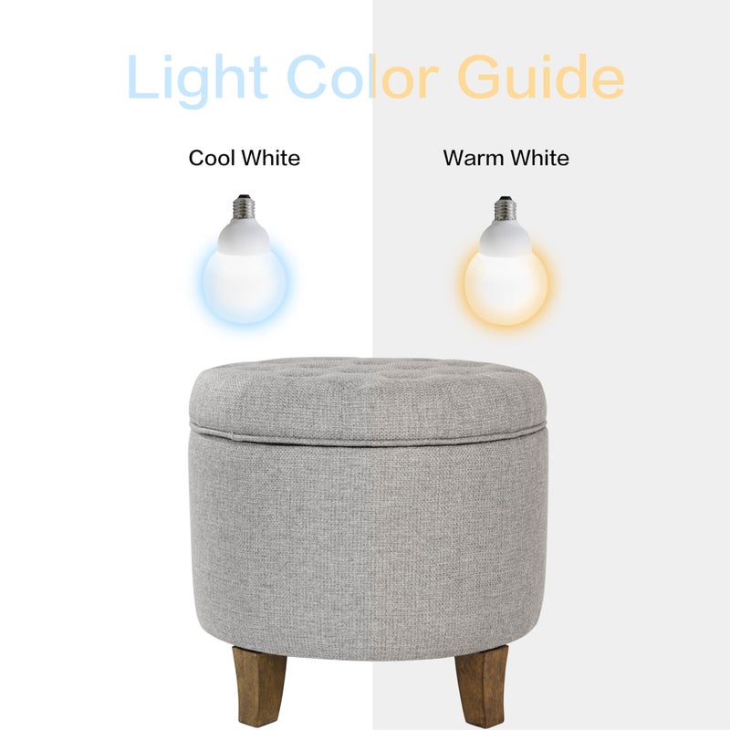 Homepop Home Decor | Upholstered Round Tufted Foot Rest Ottoman | Ottoman with Storage for Living Room & Bedroom | Decorative Home Furniture, Gray Fabric - Image 3