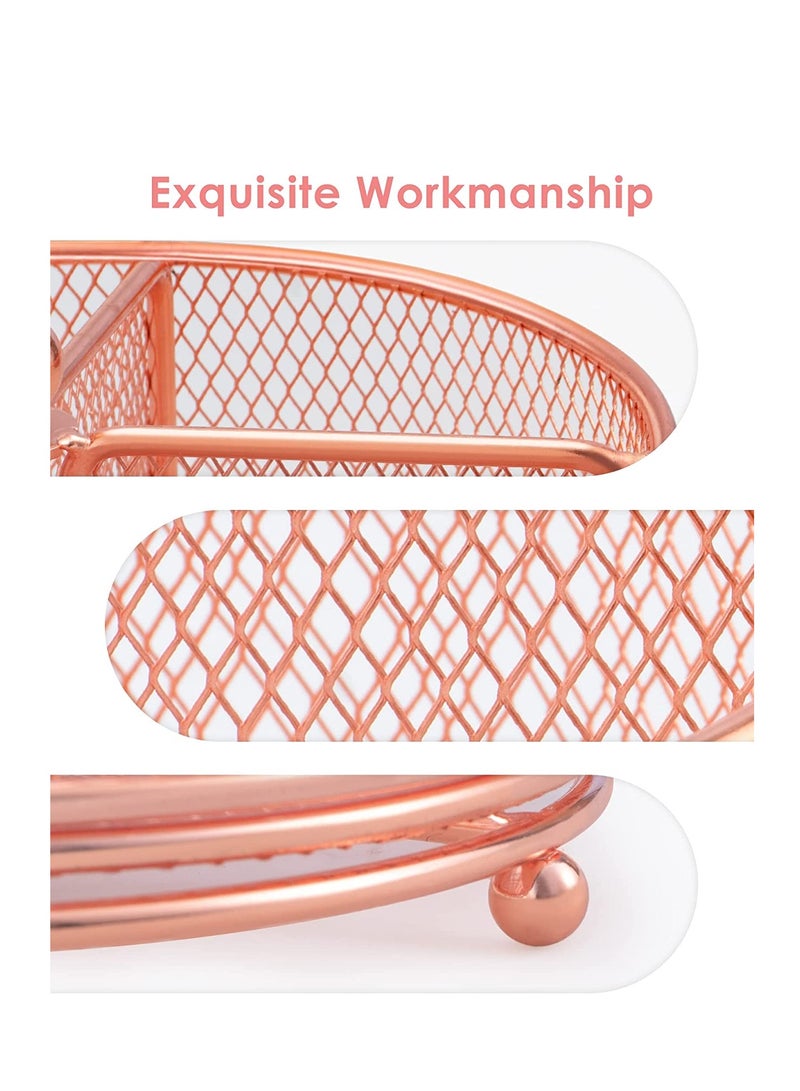 KASTWAVE Metal Pen Holder, 360° Rotating Makeup Brush Storage Cartridge, Desk Organizer for Home Office Supplies, 4 Compartments Mesh Organizer with Large Storage Capacity - Image 4