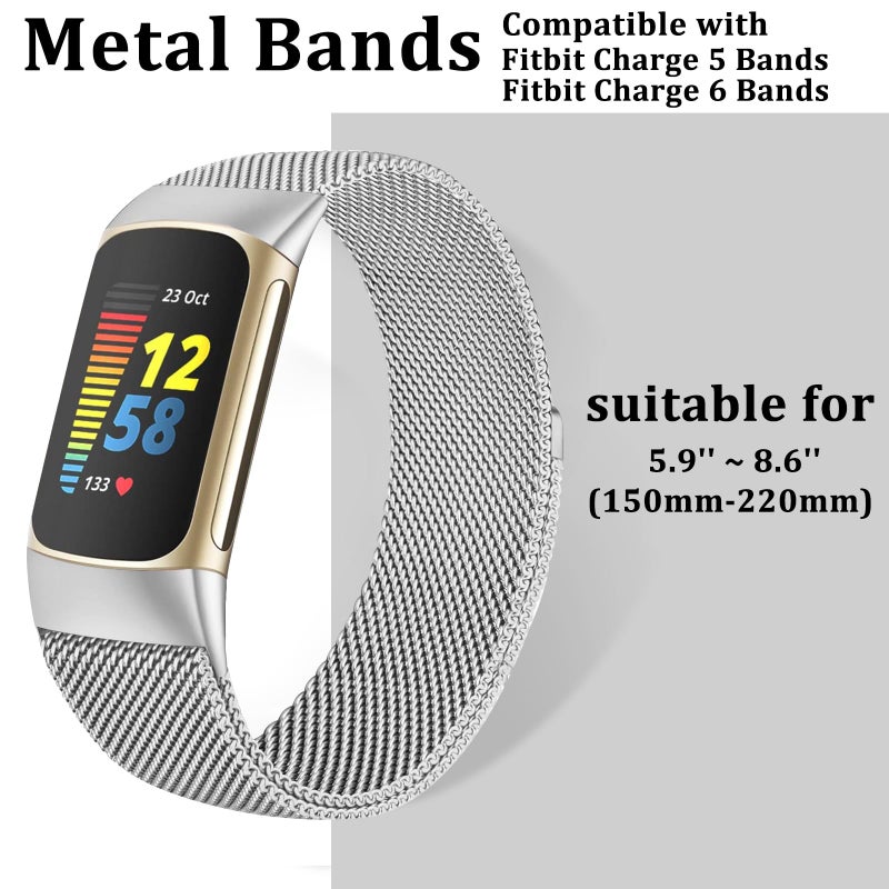 surundo Compatible with Fitbit Charge 6/Charge 5 Bands for Wmen Men, Metal Mesh Milanese Loop Adjustable Strap Replacement for Fitbit Charge 6/Charge 5 Advanced Fitness & Health Trackers - Image 5