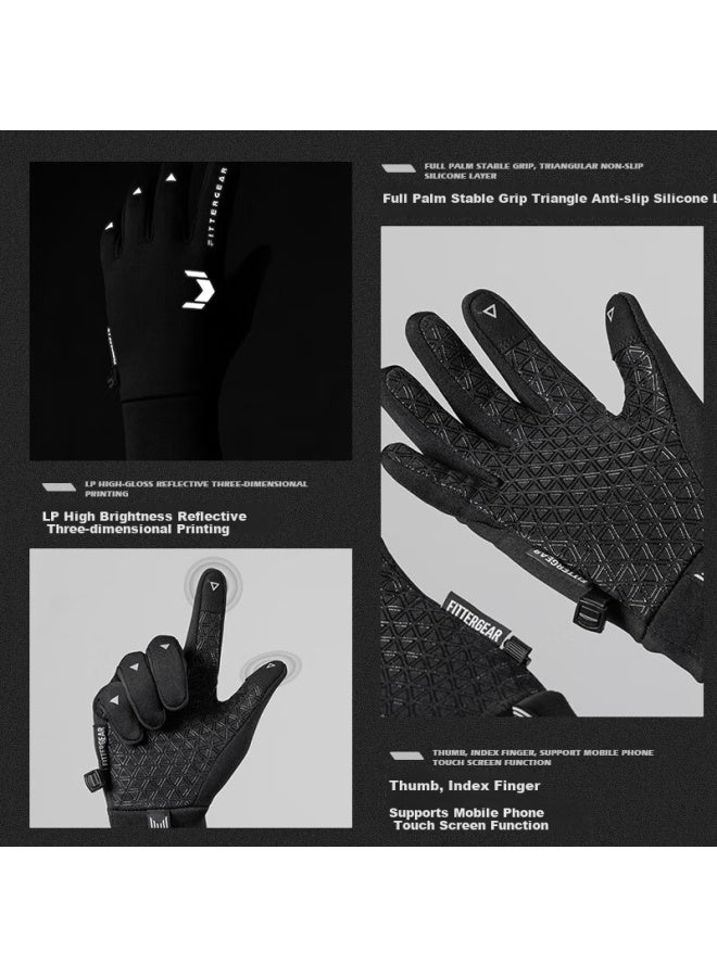 Fittergear Autumn Winter Cycling Gloves Men Road Mountain Bike Windproof Warm Full Finger Touch Screen Plus Velvet Women - Image 3