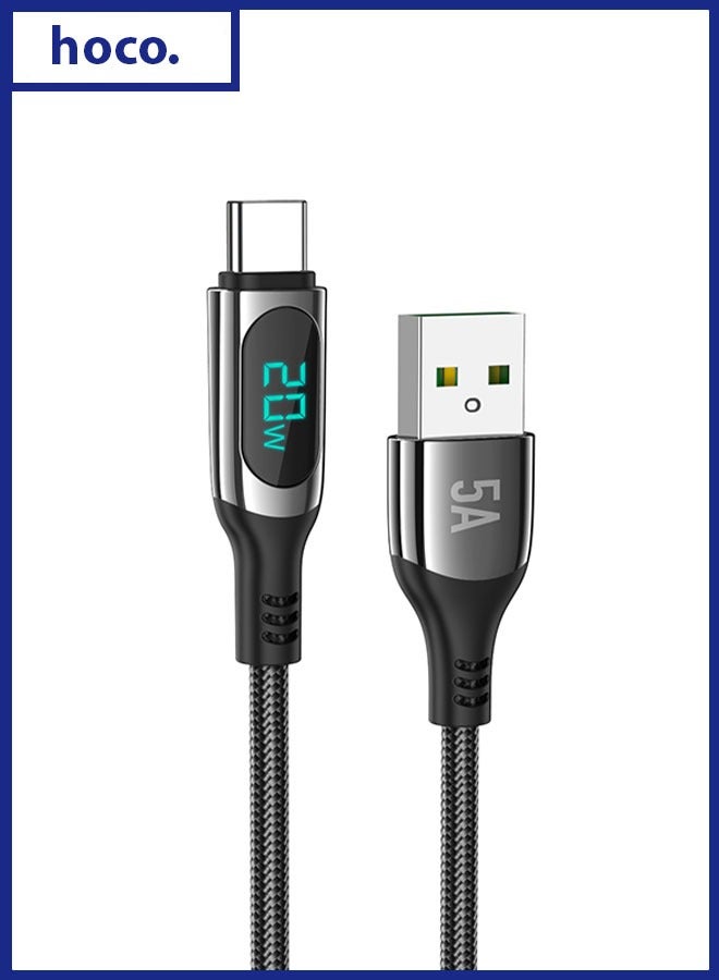 hoco. S51 Type-C 5A Extreme Fast Charging & High-Speed Data Cable, Compatible with Smartphones, Tablets, Laptops – Durable Braided Design, Supports 5 Amps Power Delivery, Efficient Sync & Charging, 1 Meter Long for Daily Use & Travel  - Image 1
