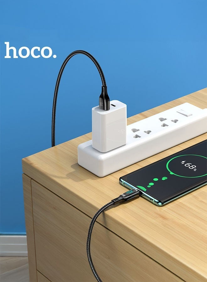 hoco. S51 Type-C 5A Extreme Fast Charging & High-Speed Data Cable, Compatible with Smartphones, Tablets, Laptops – Durable Braided Design, Supports 5 Amps Power Delivery, Efficient Sync & Charging, 1 Meter Long for Daily Use & Travel  - Image 5