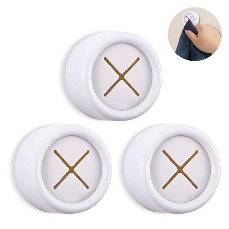 Philbinden 3 Pieces Kitchen Towel Hooks Round Adhesive Dish Towel Hook Premium Chrome Finish & Easy Installation Wall Mount Hand Towel Hook Ideal as Bathroom, Shower or Outdoor Towel Holders (White) - Image 1