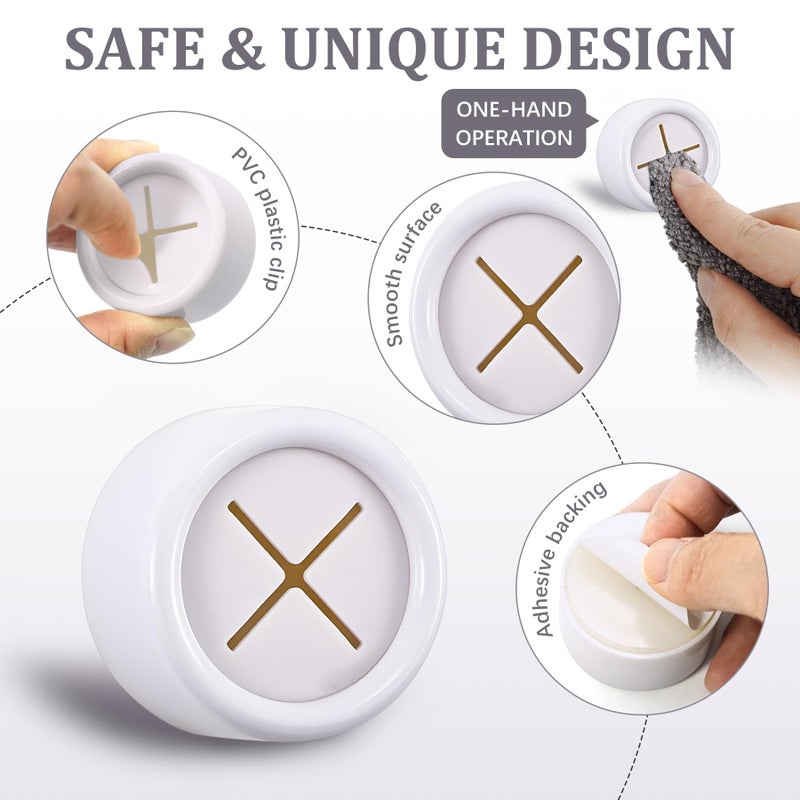 Philbinden 3 Pieces Kitchen Towel Hooks Round Adhesive Dish Towel Hook Premium Chrome Finish & Easy Installation Wall Mount Hand Towel Hook Ideal as Bathroom, Shower or Outdoor Towel Holders (White) - Image 4