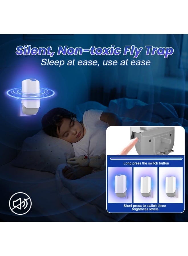 طائرة فخ الحشرات,ترقية فخ الطيران الفاكهة في الأماكن الداخلية,Plug-in Fly Bug Zapper, مع ضوء الليل,ضوء الأشعة فوق البنفسجية يلتقط الذباب, قاتل البعوض للذباب, العثث, ذباب الفاكهة (مع بطاقات لاصقة 6pcs) - Image 4