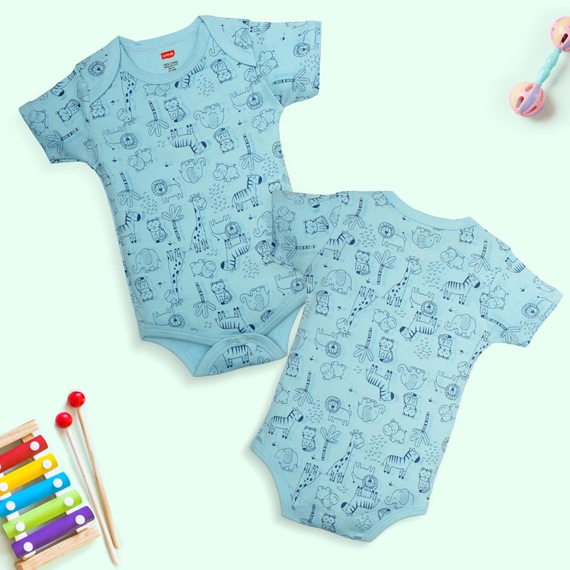 LuvLap Baby Boys & Girls Pack of 3 Half Sleeve Rompers/Bodysuits - 100% Cotton, Size L (6 to 9 Months) - Image 2