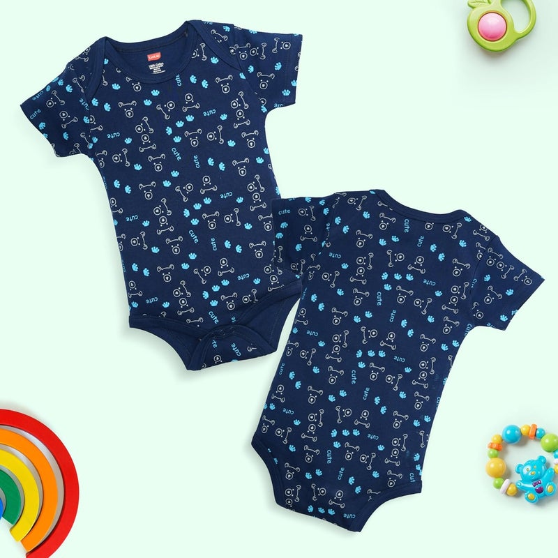 LuvLap Baby Boys & Girls Pack of 3 Half Sleeve Rompers/Bodysuits - 100% Cotton, Size L (6 to 9 Months) - Image 3