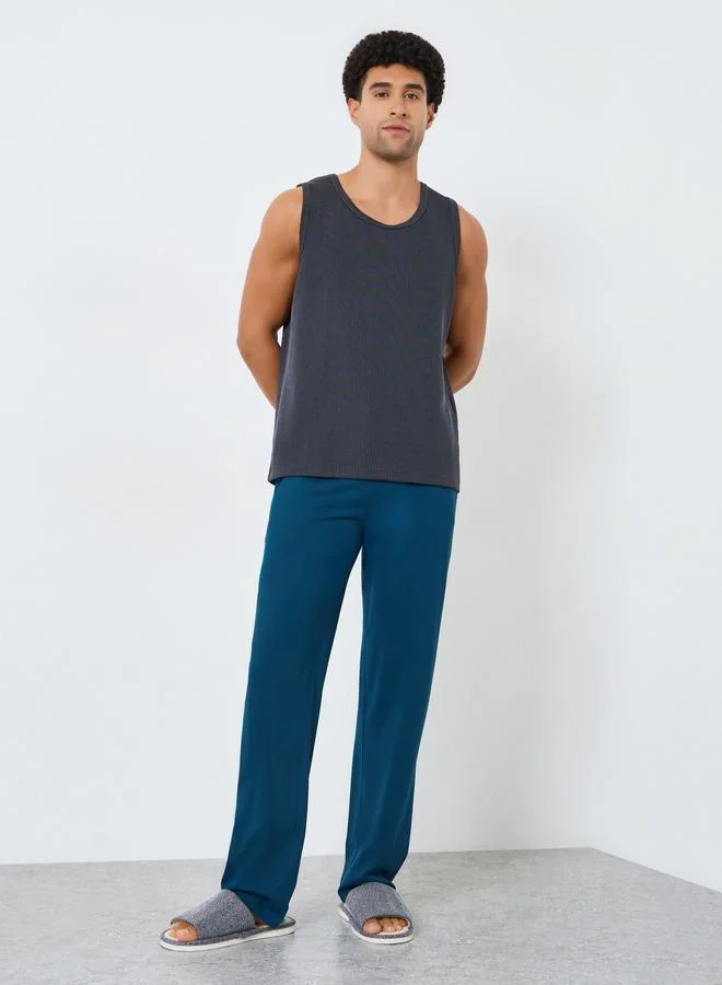 ستايلي بنطال بيجاما واسع بطبعة شعار