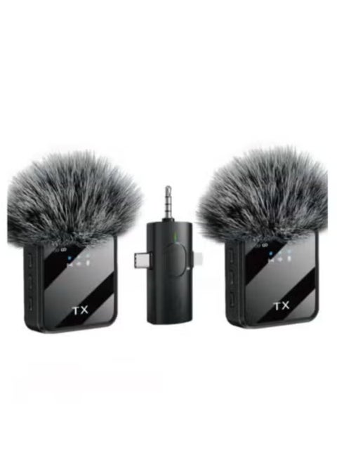 F11-2 Dual Wireless Tie Microphone System – Plug & Play Mini Lavalier Mics with Noise Reduction for Android & iOS – 2.4GHz Wireless Transmission – Ideal for Vlogging, Live Streaming, Interviews, Online Teaching & Video Recording – Includes Two Clip-On Microphones