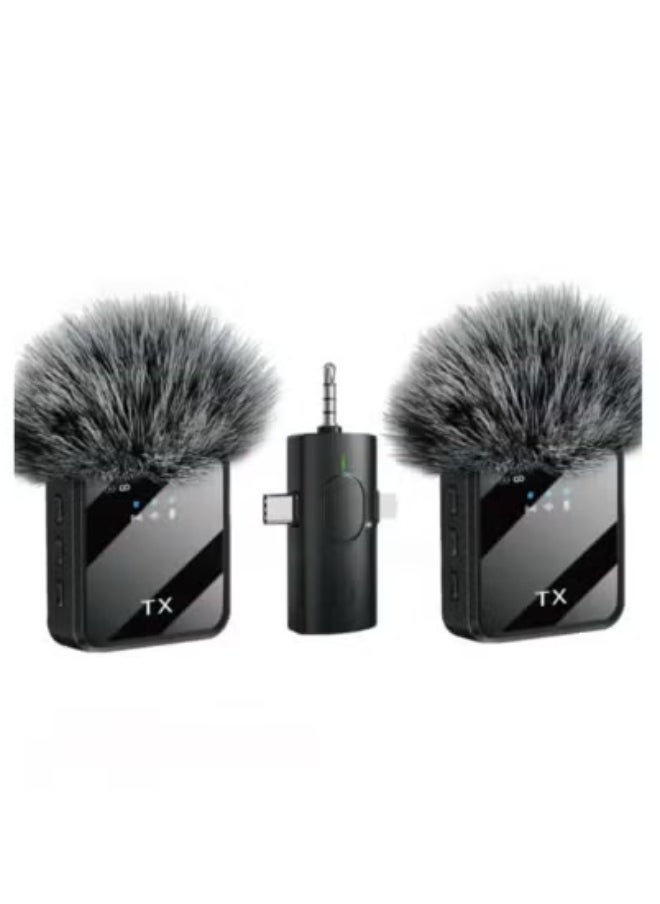 Tx F11-2 Dual Wireless Tie Microphone System – Plug & Play Mini Lavalier Mics with Noise Reduction for Android & iOS – 2.4GHz Wireless Transmission – Ideal for Vlogging, Live Streaming, Interviews, Online Teaching & Video Recording – Includes Two Clip-On Microphones  - Image 1