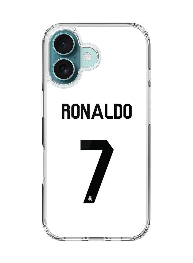 Stylizedd For iPhone 16 Case [Compatible with MagSafe] Slim Magnetic cover Clear Phone Case - Ronaldo Real Jersey - Image 1