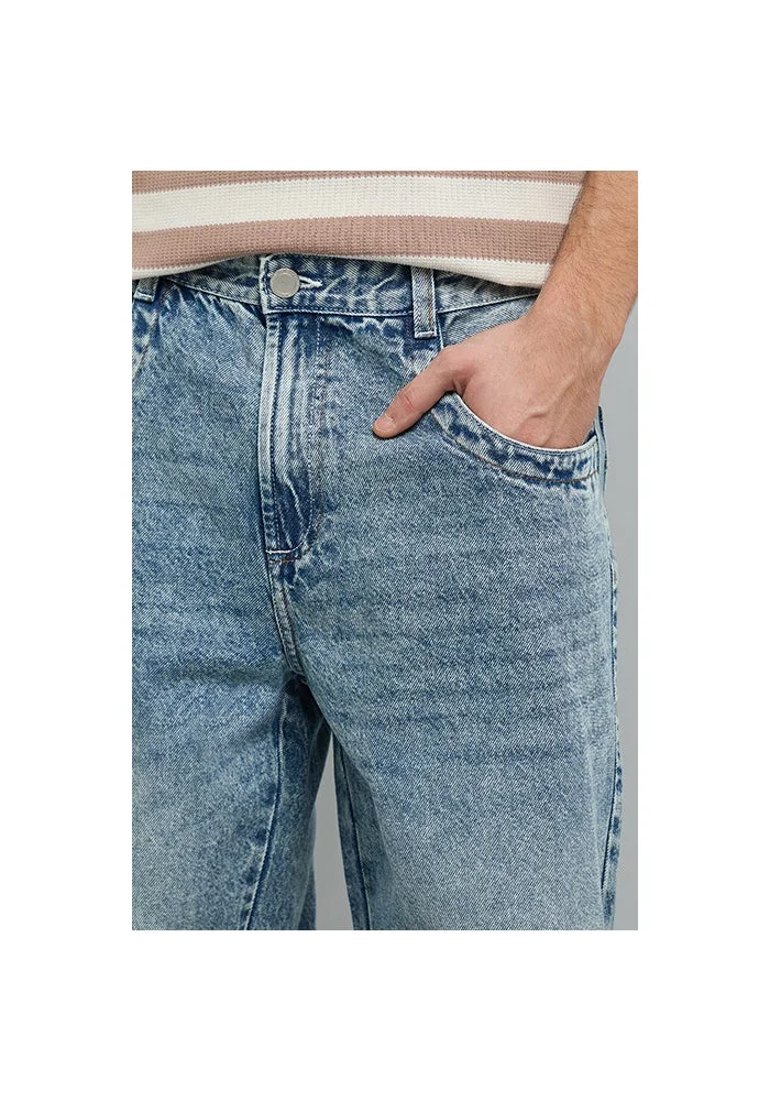 R&b  Washed Relaxed Fit Jeans with Button Closure for Men | Best Price UAE