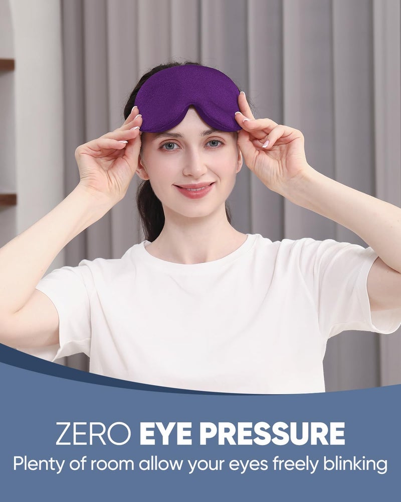 MZOO Luxury Sleep Eye Mask for Side Sleeper Men Women, Zero Eye Pressure 3D Sleeping Mask, Light Blocking Patented Design Night Blindfold, Soft Eye Shade Cover for Travel, Purple - Image 2