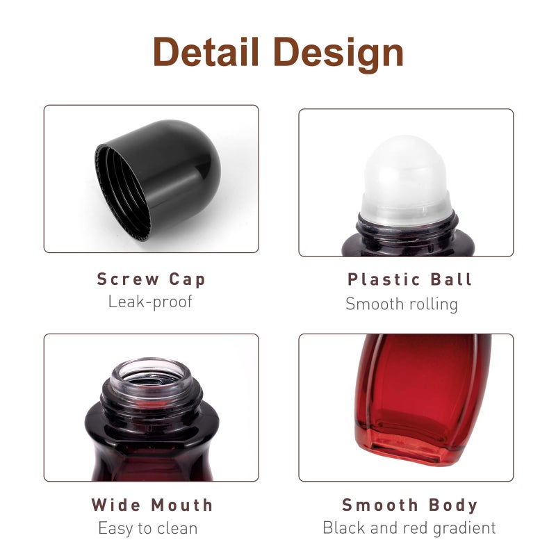 JIUWU 3-Pack 50ML Glass Deodorant Roller Bottles, Empty Refillable Roll On Bottles with Roller Ball Applicator for Essential Oils, Reusable Roller Containers for DIY, Care, Young Living - Image 4