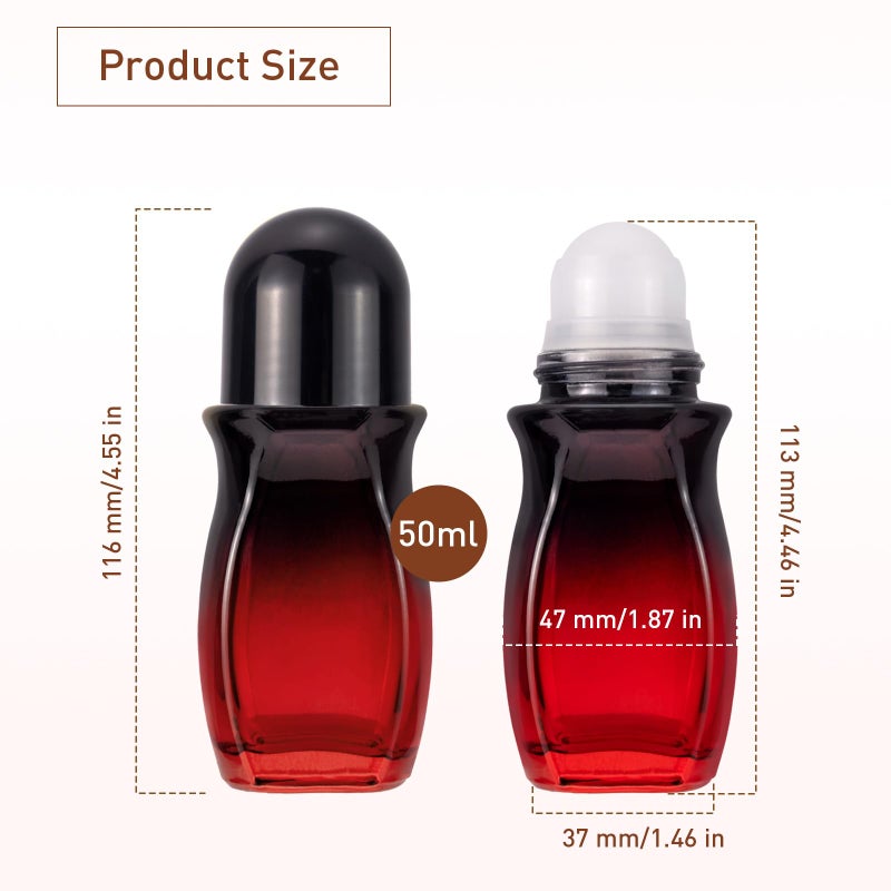 JIUWU 3-Pack 50ML Glass Deodorant Roller Bottles, Empty Refillable Roll On Bottles with Roller Ball Applicator for Essential Oils, Reusable Roller Containers for DIY, Care, Young Living - Image 2