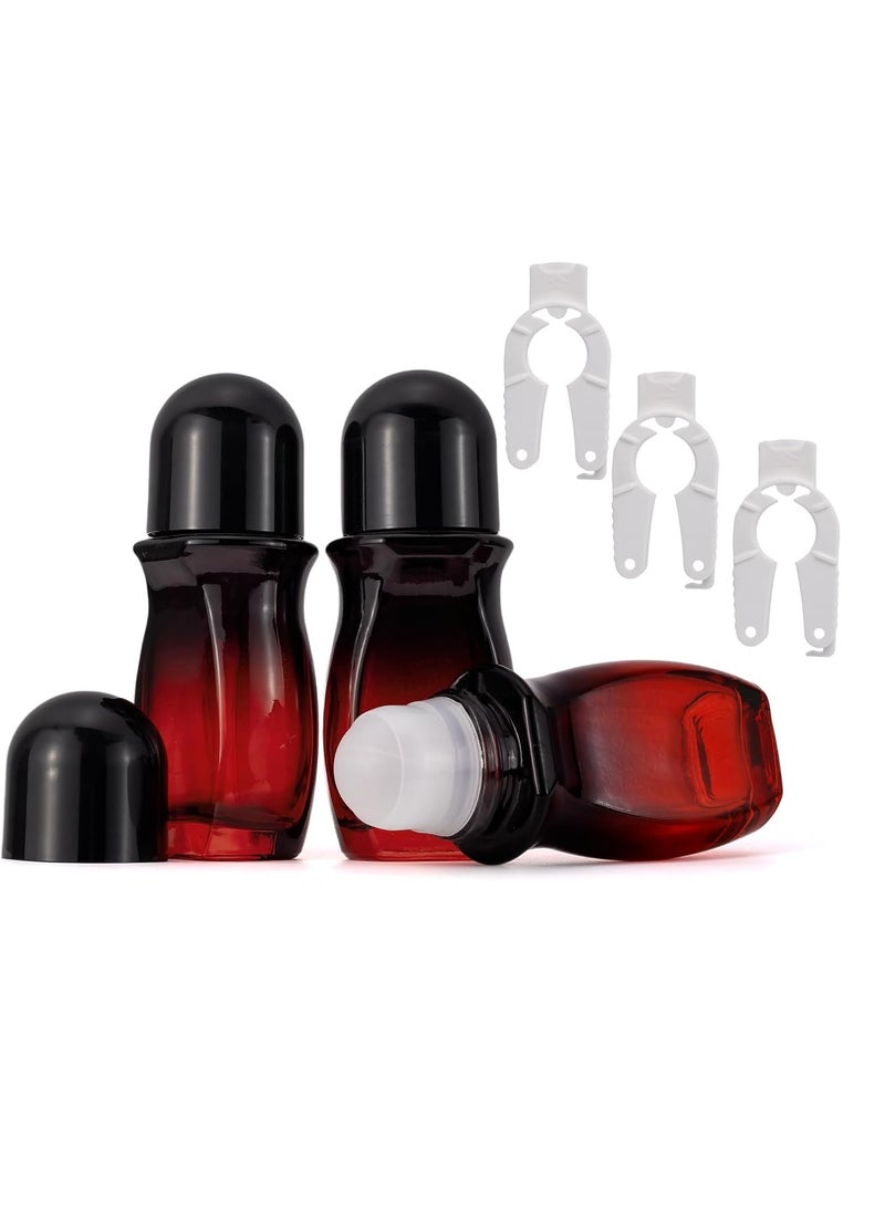 JIUWU JIUWU Roll On Bottles for Deodorant 50 ML Rollerball Bottle For Amber Oil 3pcs Roller Bottles For Essential Oils With Multi-Function Bottle Opener Empty Travel Size Bottles For Perfumes（Plastic Ball）  - Image 1