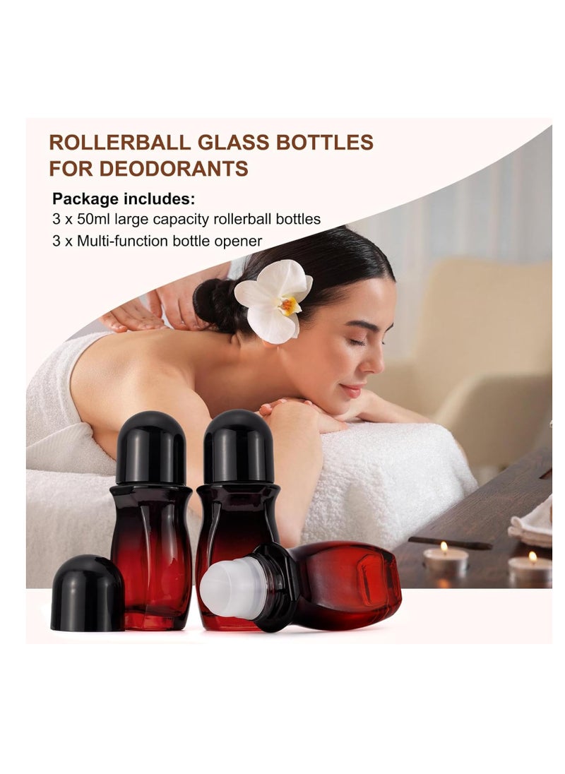 JIUWU JIUWU Roll On Bottles for Deodorant 50 ML Rollerball Bottle For Amber Oil 3pcs Roller Bottles For Essential Oils With Multi-Function Bottle Opener Empty Travel Size Bottles For Perfumes（Plastic Ball）  - Image 4