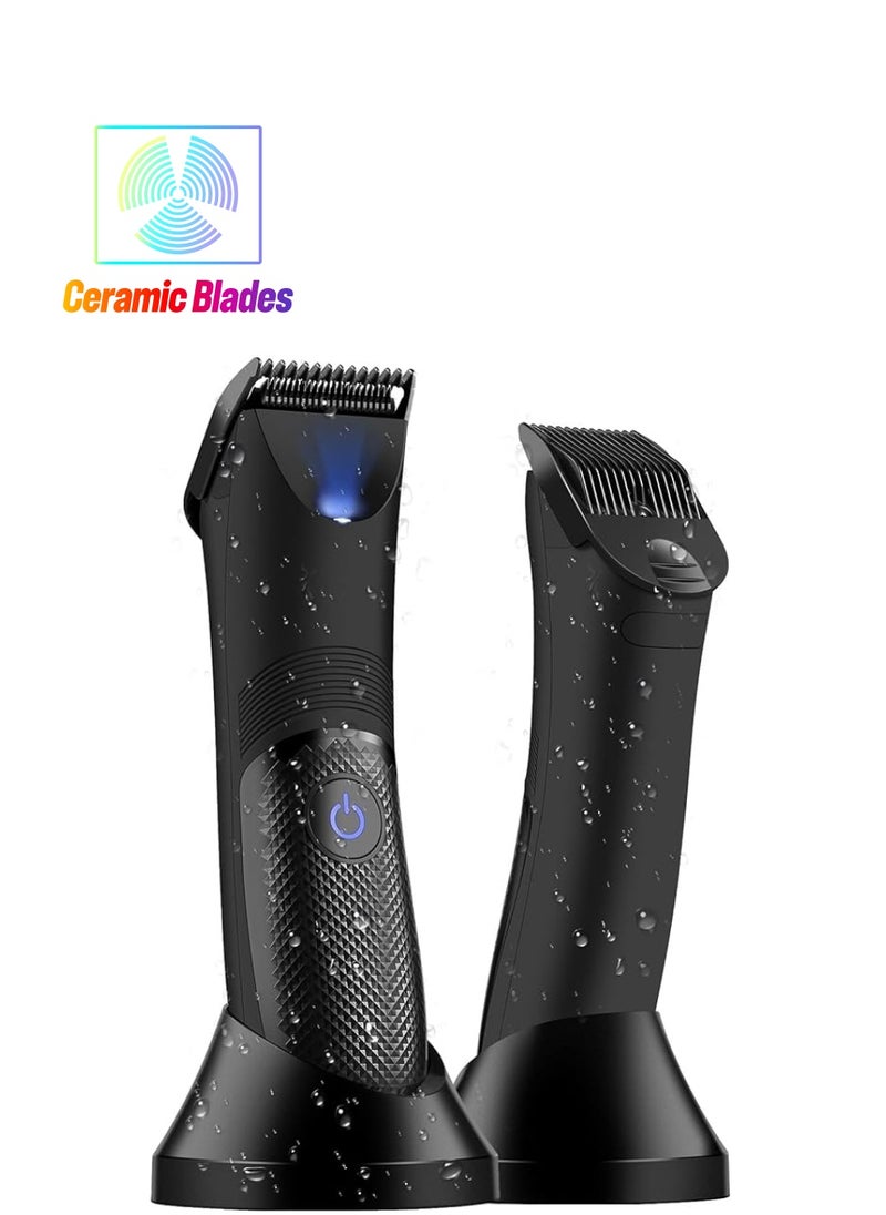 X spring Electric Body Trimmer And Shaver Waterproof Body Hair Groomers For Men And Women Groin Hair Trimmer With Led Indicator For Balls Replaceable Ceramic Blade For Wet And Dry Use Usb Charging  - Image 1