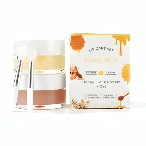 benatu Lip Mask & Scrub Set(Honey + Milk Protein + Oat), Overnight Moisturizer for Cracked & Dry Lips Care, Hydrating Plumper Kit, Sugar Exfoliator Gift for Women - Image 2