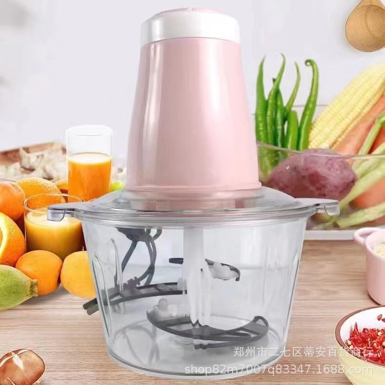 MUGATH Electric Chopper for Kitchen Meat Grinder With plastic Bowl 2 Speed Modes One Touch Operation 250 W Food Processor For Vegetables Meat Onion Fruit Nut Chopper 2 Liter Capacity Pink - Image 3