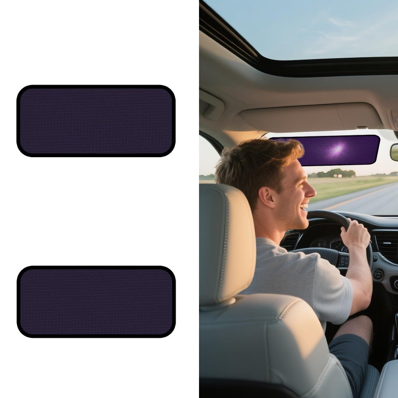 XCBYT Square Car Window Shades for Windshield & Side Windows, 2-Pack Static Cling Glare Blocker, Removable Tint, Long Size for Wider Coverage, Semi-Transparent with Strong Hold (15.75" x 7.09") - Image 1