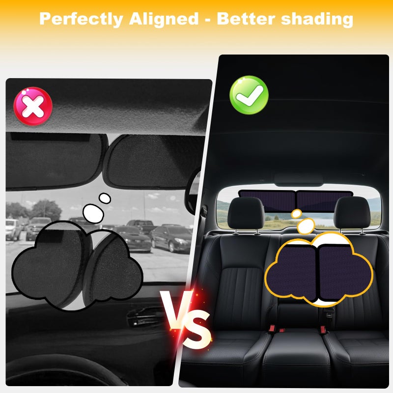 XCBYT Square Car Window Shades for Windshield & Side Windows, 2-Pack Static Cling Glare Blocker, Removable Tint, Long Size for Wider Coverage, Semi-Transparent with Strong Hold (15.75" x 7.09") - Image 4
