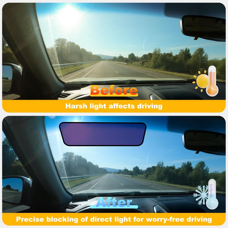 XCBYT Square Car Window Shades for Windshield & Side Windows, 2-Pack Static Cling Glare Blocker, Removable Tint, Long Size for Wider Coverage, Semi-Transparent with Strong Hold (15.75" x 7.09") - Image 5