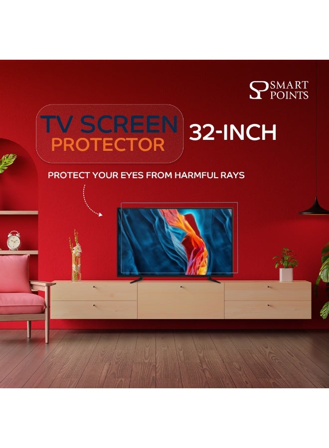 "سمارت بوينتس  " سمارت بوينتس واقي شاشة تلفزيون 32 بوصة – أكريليك شفاف، مقاوم للكسر والخدش، حماية للعين من الأشعة، تصميم للتعليق السهل - Image 2