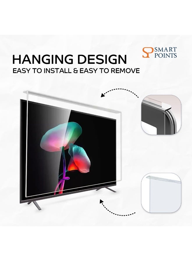 "سمارت بوينتس  " سمارت بوينتس واقي شاشة تلفزيون 32 بوصة – أكريليك شفاف، مقاوم للكسر والخدش، حماية للعين من الأشعة، تصميم للتعليق السهل - Image 4