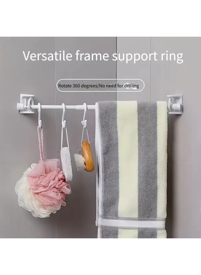 10 قطع - حامل تجفيف ملابس دوار بزاوية 360 درجة، قابل للالتصاق، لون أبيض عاجي، بتصميم تلسكوبي بسيط لتوفير المساحة، لا يحتاج إلى حفر، مناسب للسكن الجامعي والمنزل والحمام والمطبخ والشرفة، كرف تخزين. - Image 1