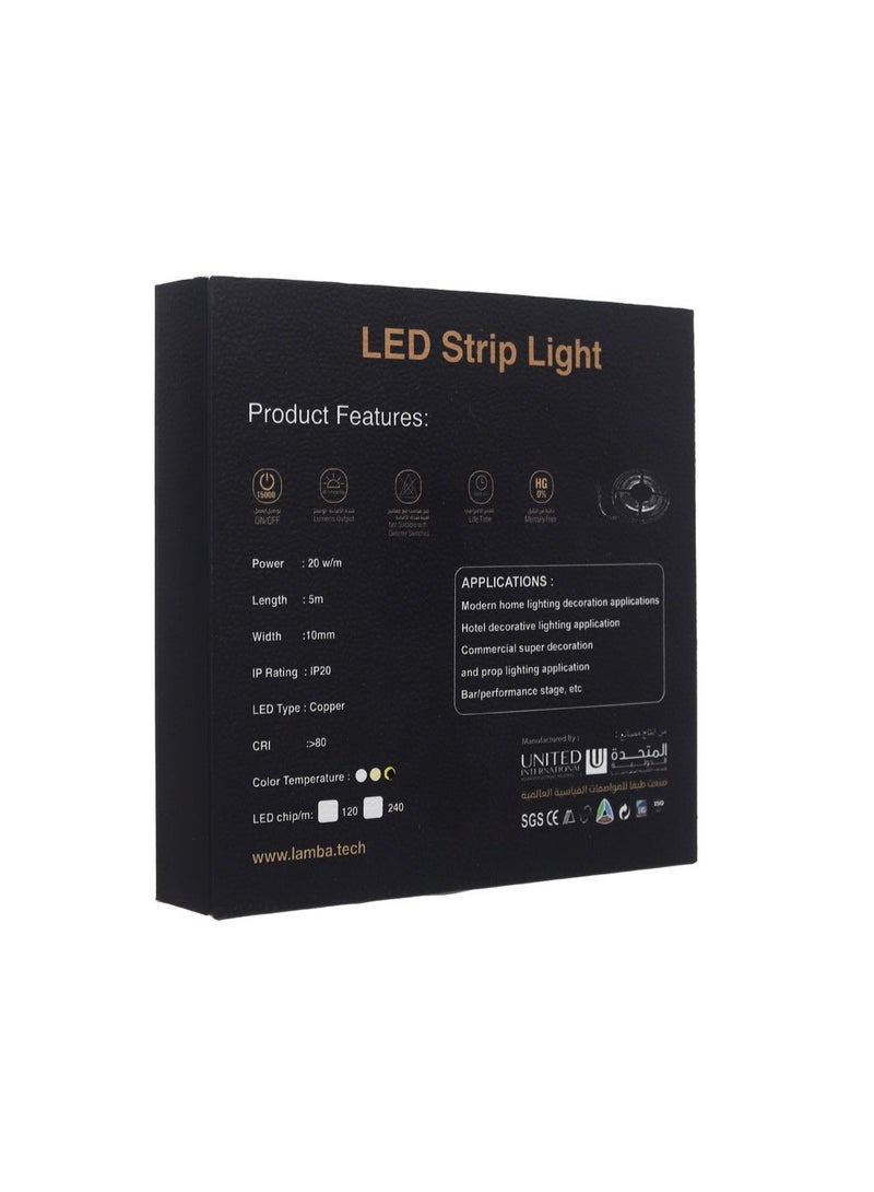 LAMBA LED Profile Strip Light Kit, 2 Rolls × 5m Each, Warm 2700K, Flexible LED Strip, Energy Saving, High Brightness, Ideal for Indoor Decoration, Ceiling Profiles & Gypsum Board - Image 3