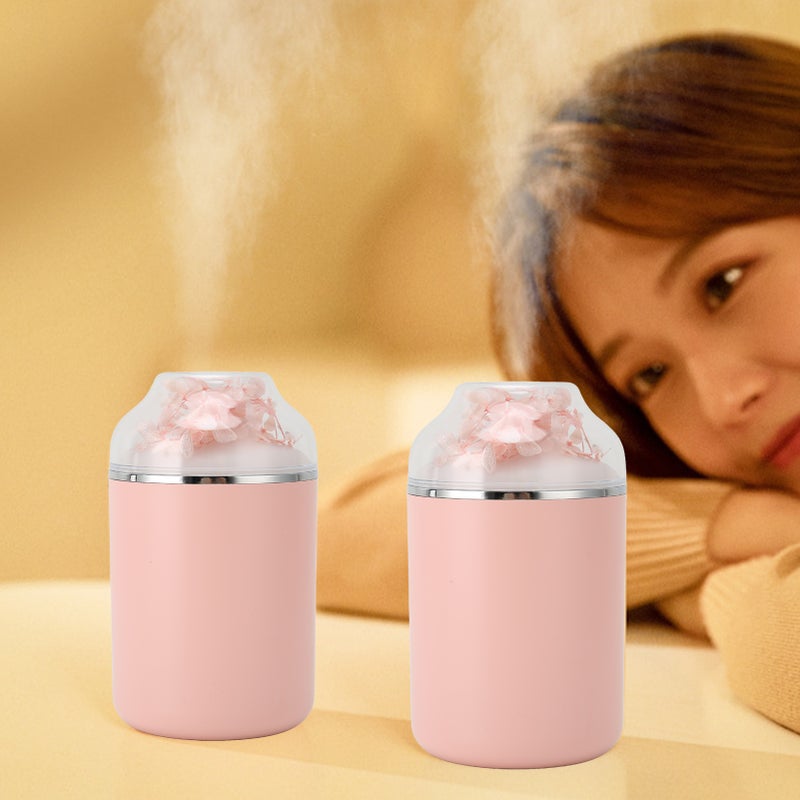Humidifier Immortal Flower Shape Household Large Fog Volume Silent Essential Oil Diffuser HumidifierSakura Pink - Image 2