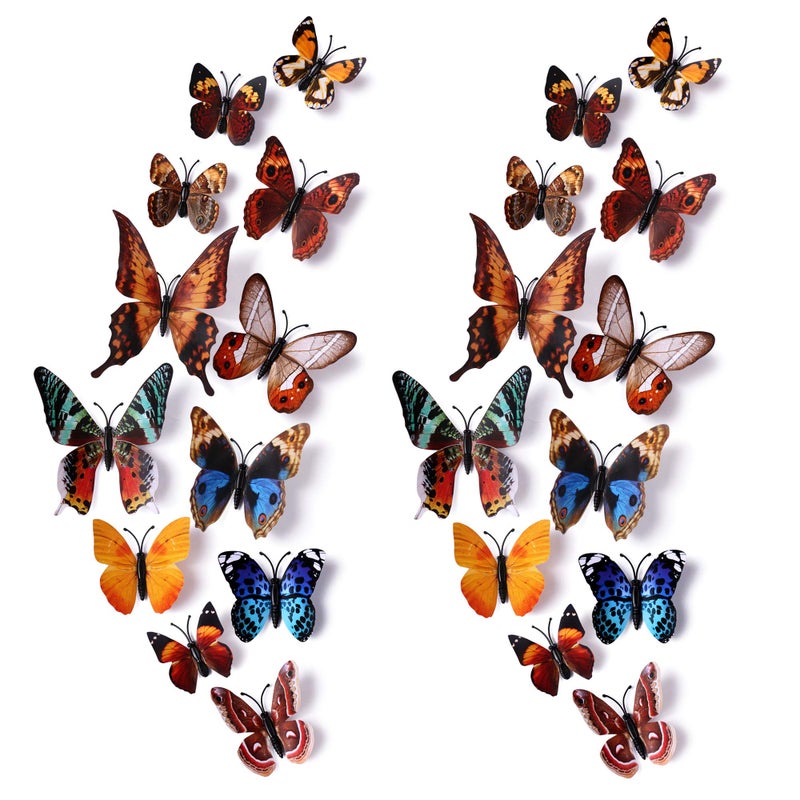 AM AMAONM 24pcs 3D Vivid Special ManMade Lively Butterfly Art DIY Decor Wall Stickers Decals Nursery Decoration Bathroom Dcor Office Dcor 3D Wall Art 3D Crafts for Wall Art Kids Room Bedroom 