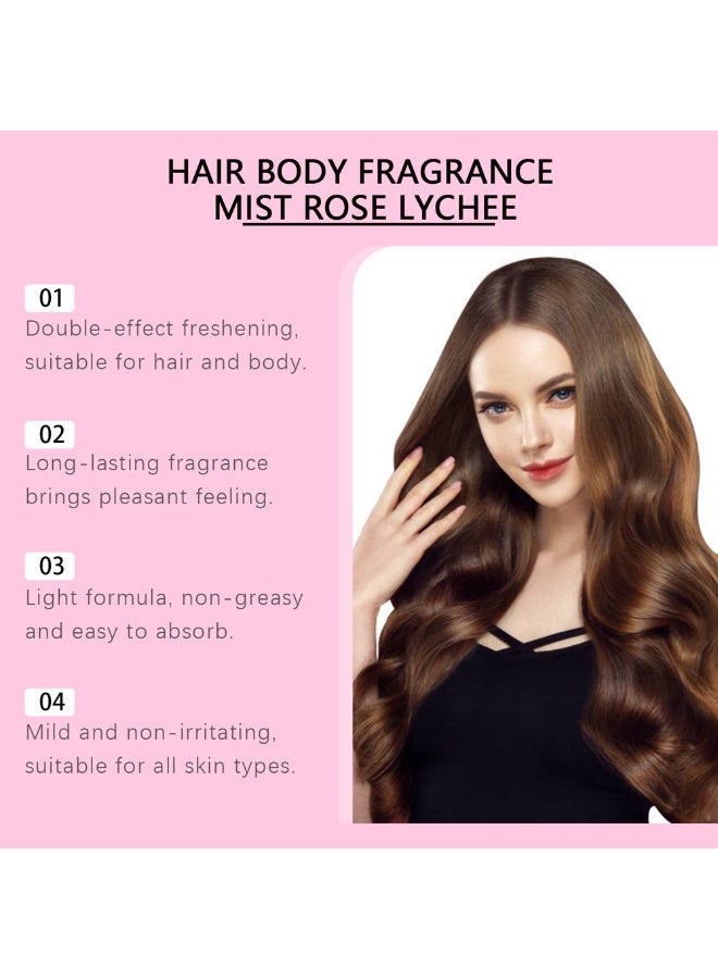 Roxelis 100ml Hair Body Fragrance Mist Long Lasting Fragrance Perfume Spray Haircare Refreshing Body Moisturizing Hydrating Soft Hair Care Spray Rose Lychee - Image 2