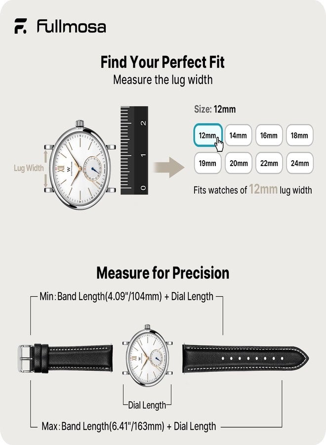 Fullmosa Watch Band, Quick Release Leather Watch Strap for Men Women, Replacement Bands Width 14mm 16mm 18mm 19mm 20mm 21mm 22mm 24mm - Image 5