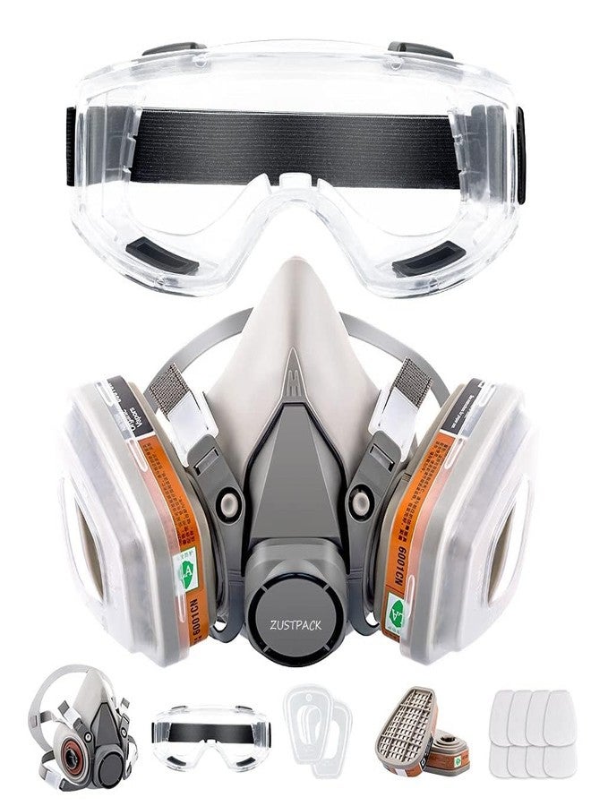 ZUSTPACK Industrial Safety Respirator Kit, Half-Face Mask with Goggles, Filters, and Accessories - Image 1