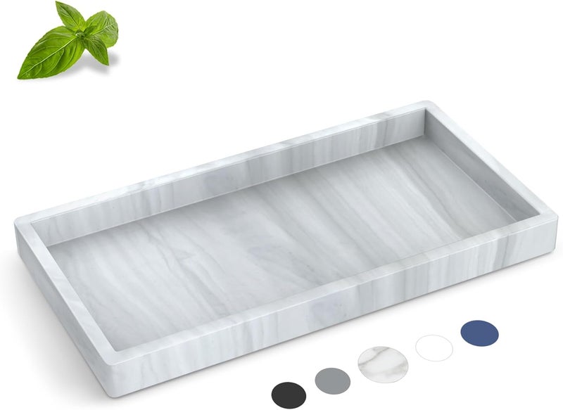 EG-SIPRO Silicone Bathroom Tray,Shatterproof Silicone Tray for Bathroom Counter,Small Vanity Tray for Bathroom Soap Dispenser Tray Toilet Tank-7.8 * 3.9in - Image 1