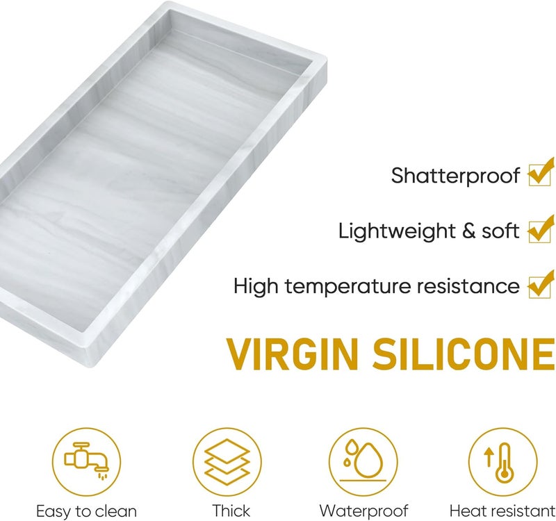 EG-SIPRO Silicone Bathroom Tray,Shatterproof Silicone Tray for Bathroom Counter,Small Vanity Tray for Bathroom Soap Dispenser Tray Toilet Tank-7.8 * 3.9in - Image 5