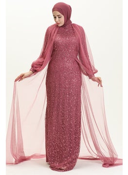 Sequined Evening Dress 5519-12 Dark Rose