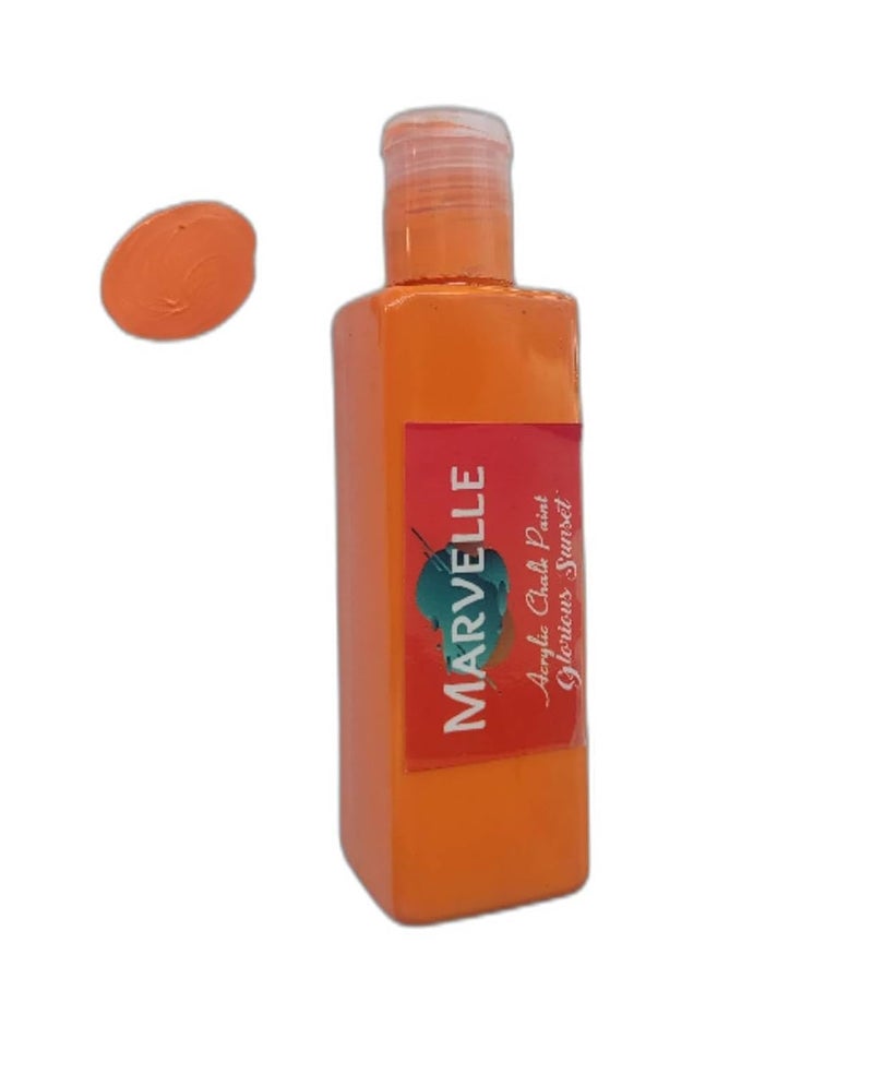 GREENARTZ MARVELLE 100ml Acrylic Chalk Paint (Glorious Sunset Orange) for glass decor artwork lippan art wood furniture walls canvas paintings|matte finish| Non toxic - Image 1