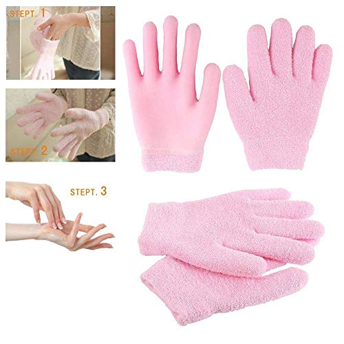Maharsh SPA Moisturizing Skincare Gel Therapy Treatment Gloves Spa gel gloves for women girls Moisturizing gloves can keep your hands more beautiful (Pink) - Image 2