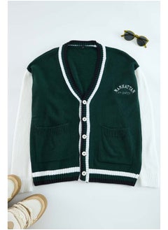trendyol Green FL Men's Regular V-Neck Plain Knitwear Cardigan TMNAW25HI00003  - Image 4