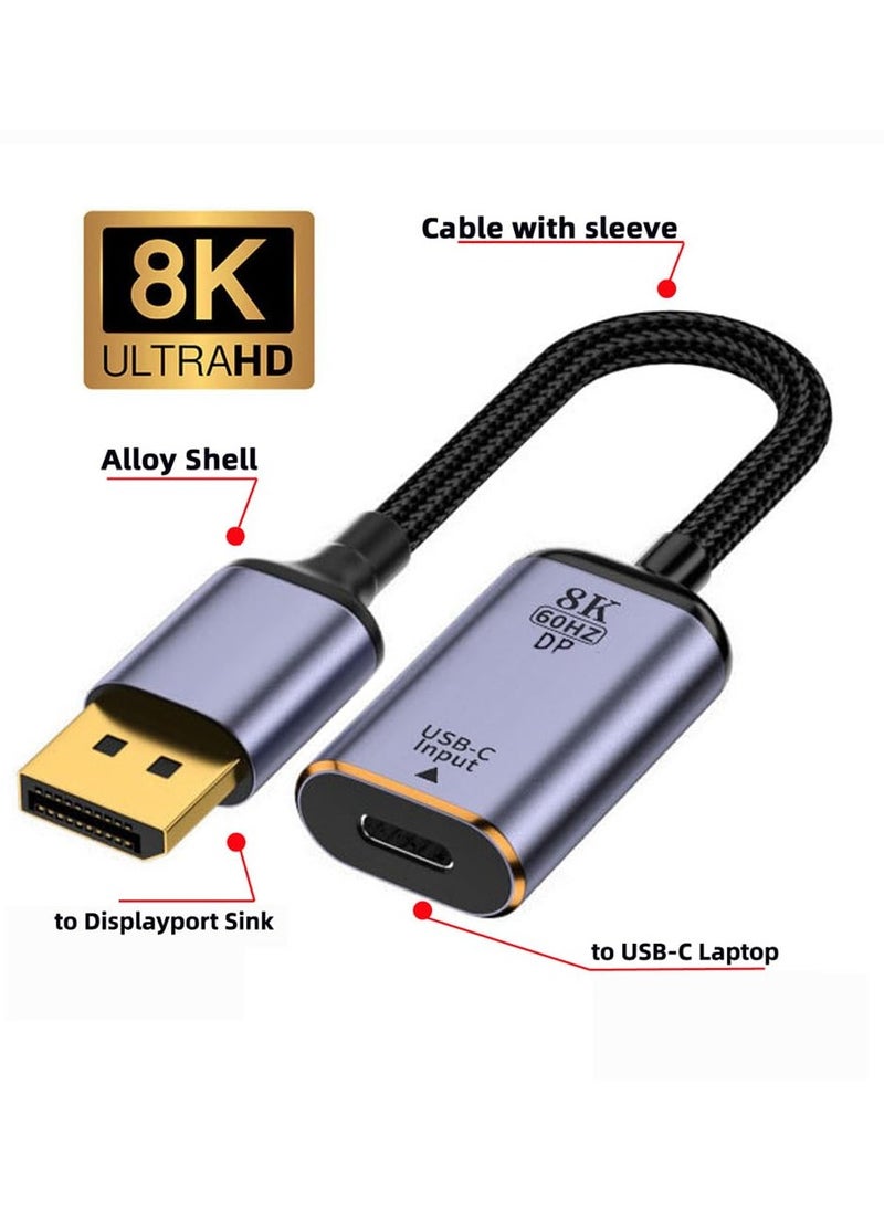 erorex Type C Female USB-C 3.1 Source to DisplayPort DP 1.4 Sink HDTV Cable 8K@60hz 4K@120hz for Tablet Phone Laptop  - Image 3